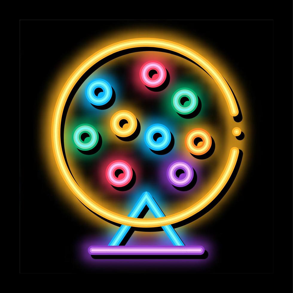 ilustración de icono de brillo de neón de tambor de lotería vector