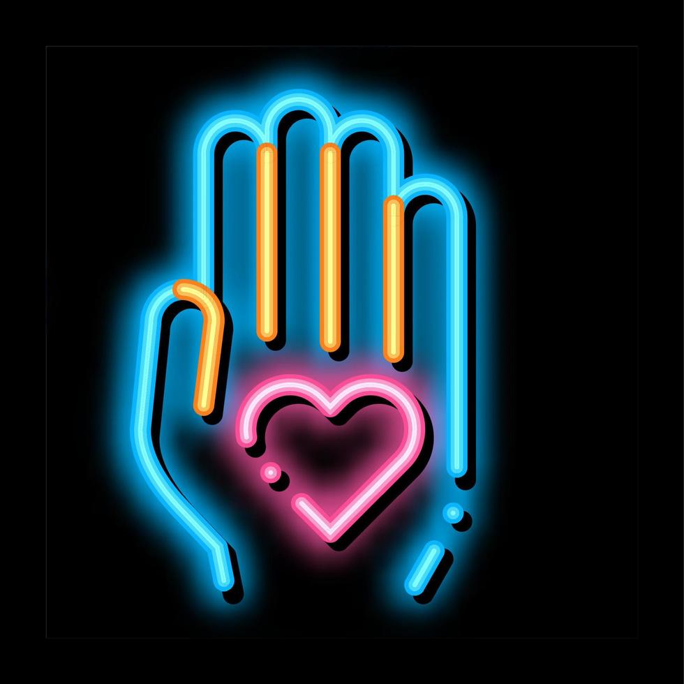 Volunteers Support Hand Love neon glow icon illustration vector