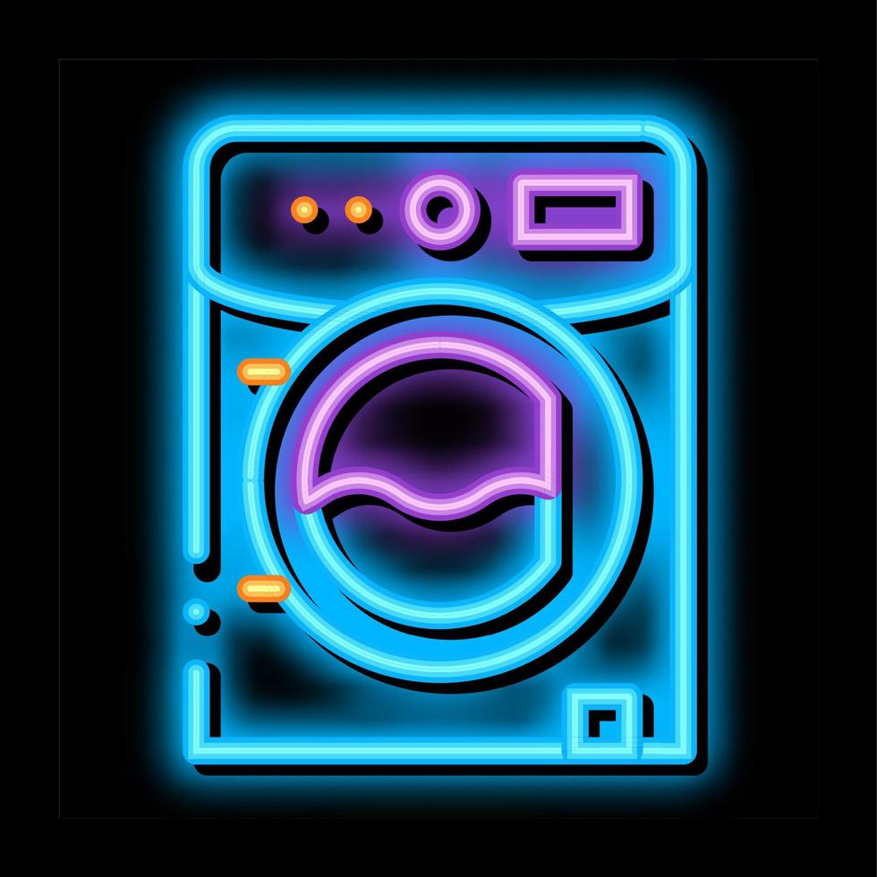 ilustración de icono de brillo de neón de máquina de servicio de lavandería vector