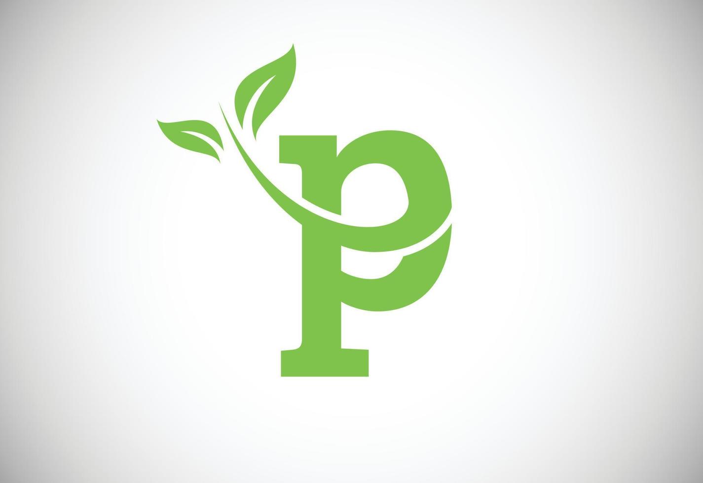 letra inicial p y logotipo de hoja. concepto de logotipo ecológico. logotipo vectorial moderno para negocios ecológicos e identidad empresarial vector