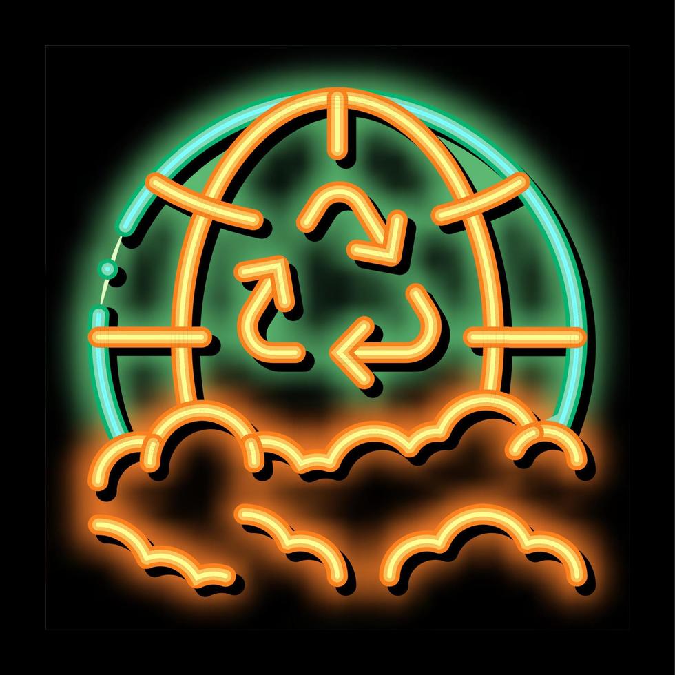 Trash Recycle Planet Earth neon glow icon illustration vector