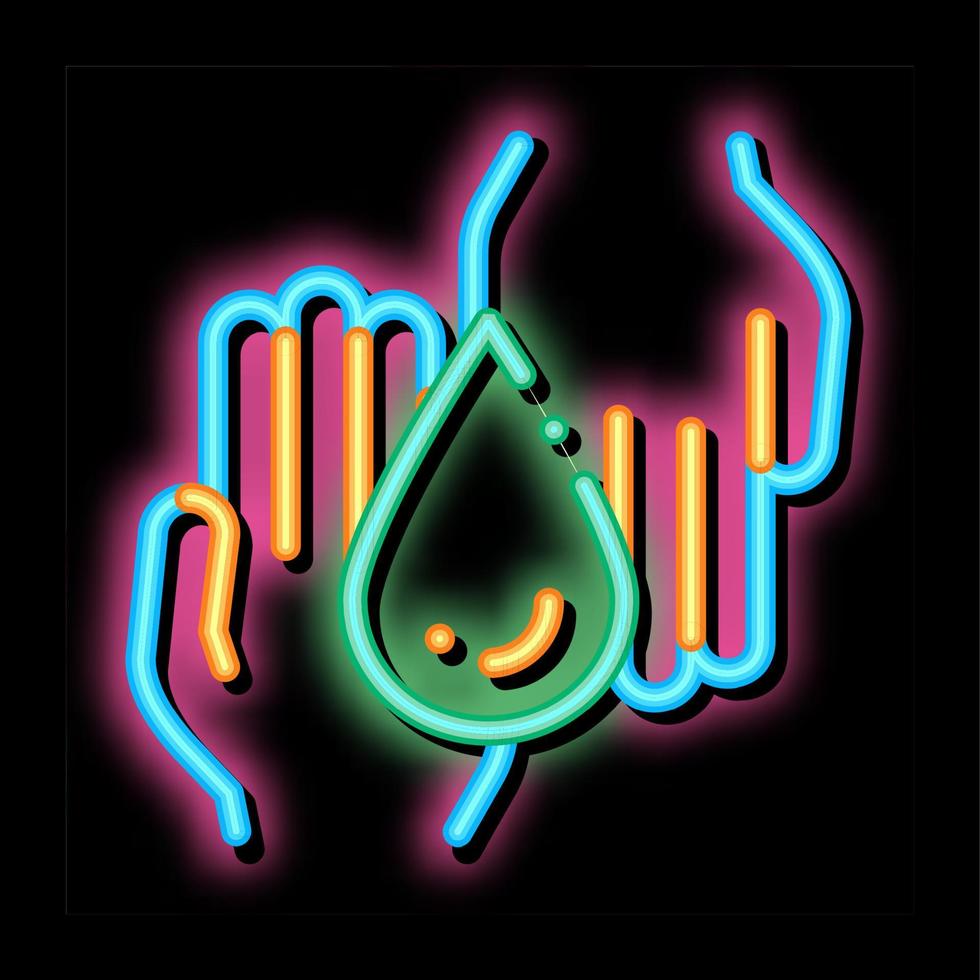 Hands And Drop Moisturizer neon glow icon illustration vector