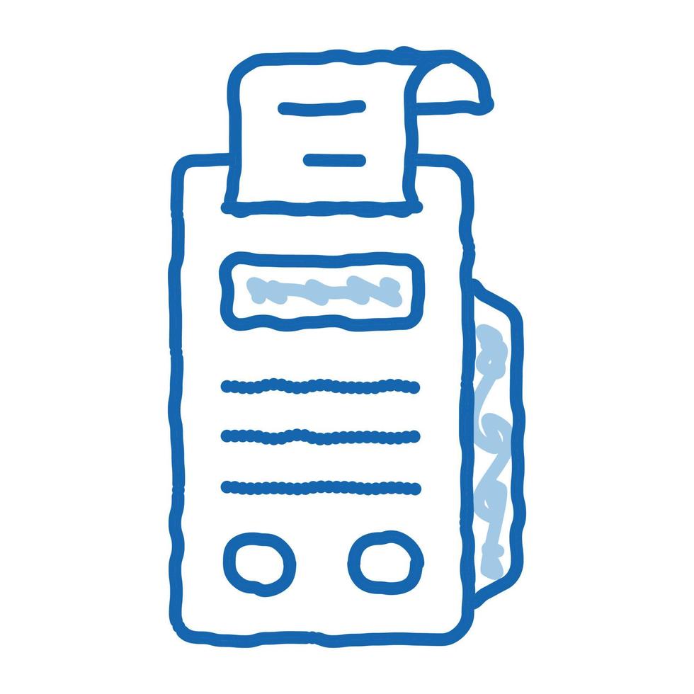 pos terminal print receipt doodle icon hand drawn illustration vector