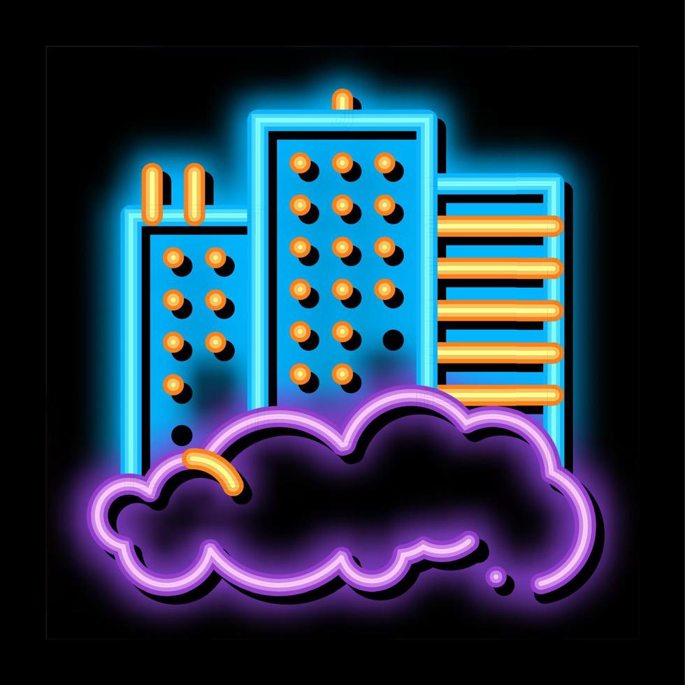 edificio rascacielos y smog neon resplandor icono ilustración vector