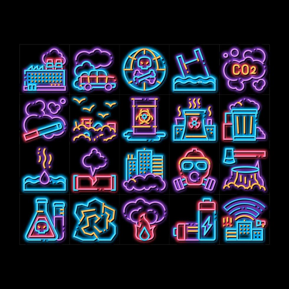 Pollution of Nature Vector neon glow icon illustration
