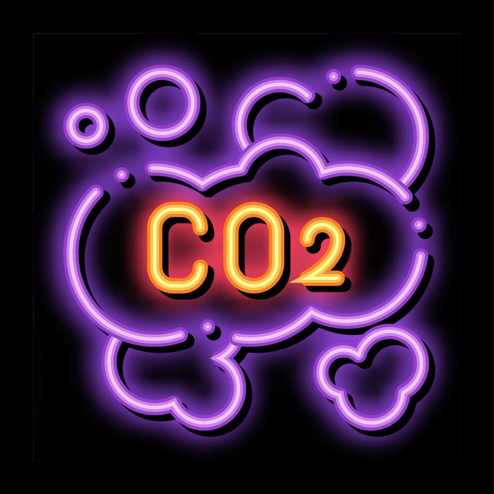 co2 arder humo vapor aire neón resplandor icono ilustración vector