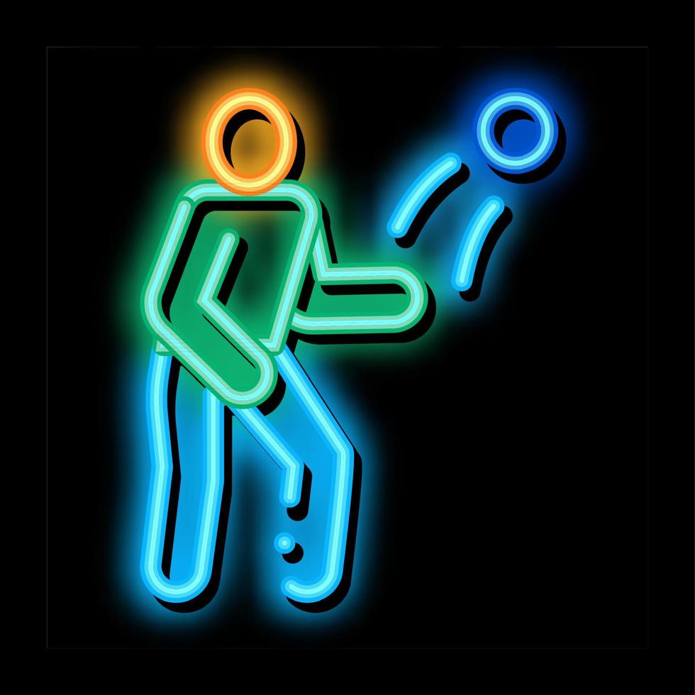 Player Throwing Ball neon glow icon illustration vector