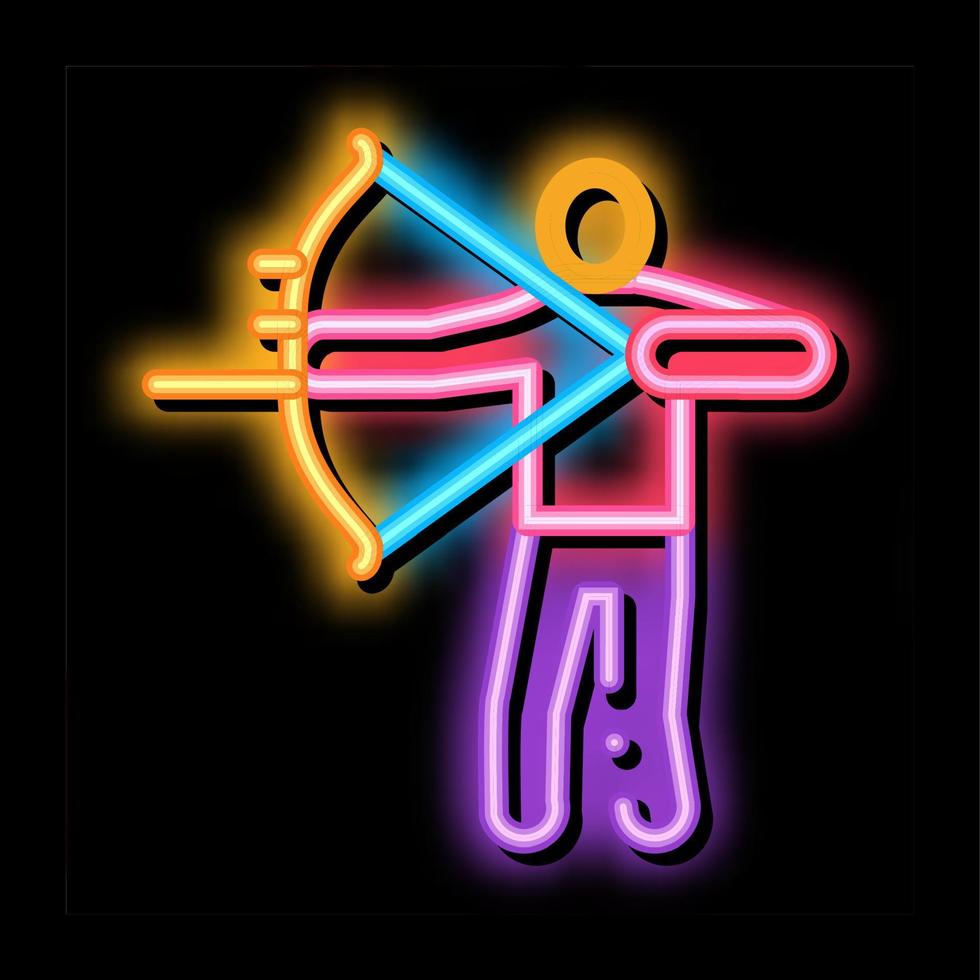 Shooting Archer Silhouette neon glow icon illustration vector