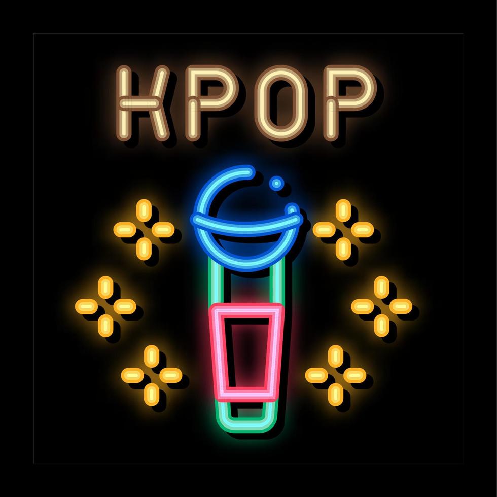 Kpop Microphone neon glow icon illustration vector