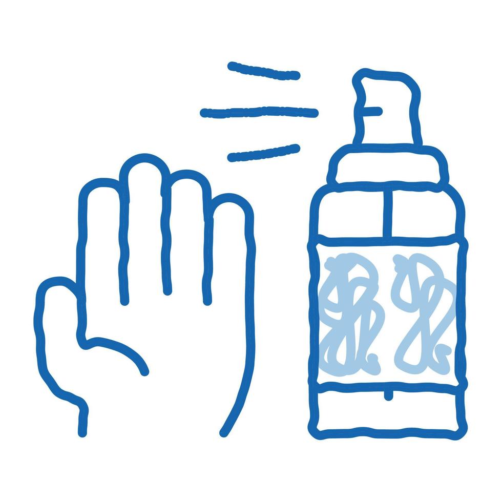 mano y botella spray doodle icono dibujado a mano ilustración vector
