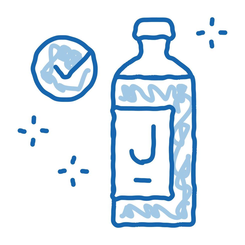 juice bottle approved mark doodle icon hand drawn illustration vector