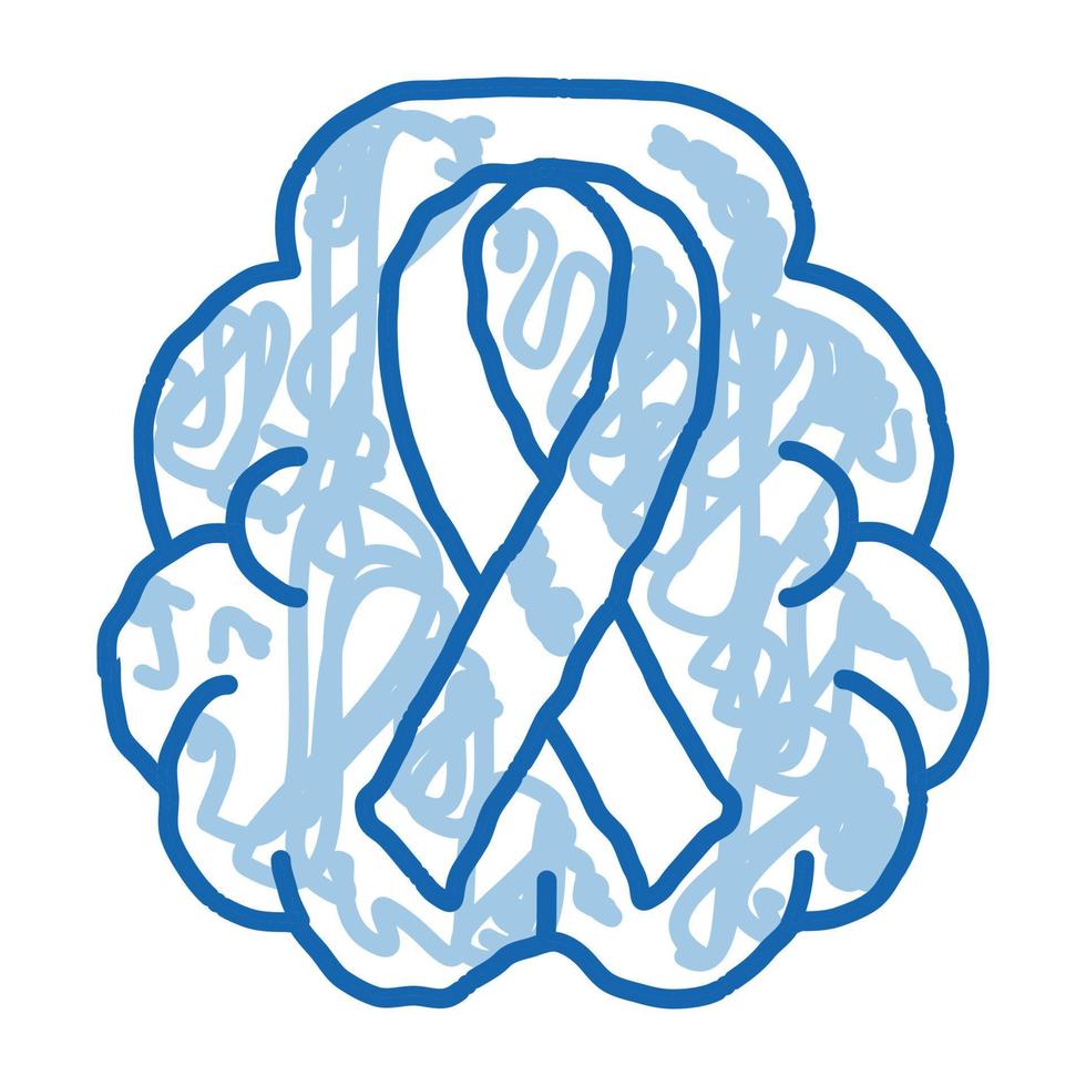 Brain And Health Ribbon doodle icon hand drawn illustration vector