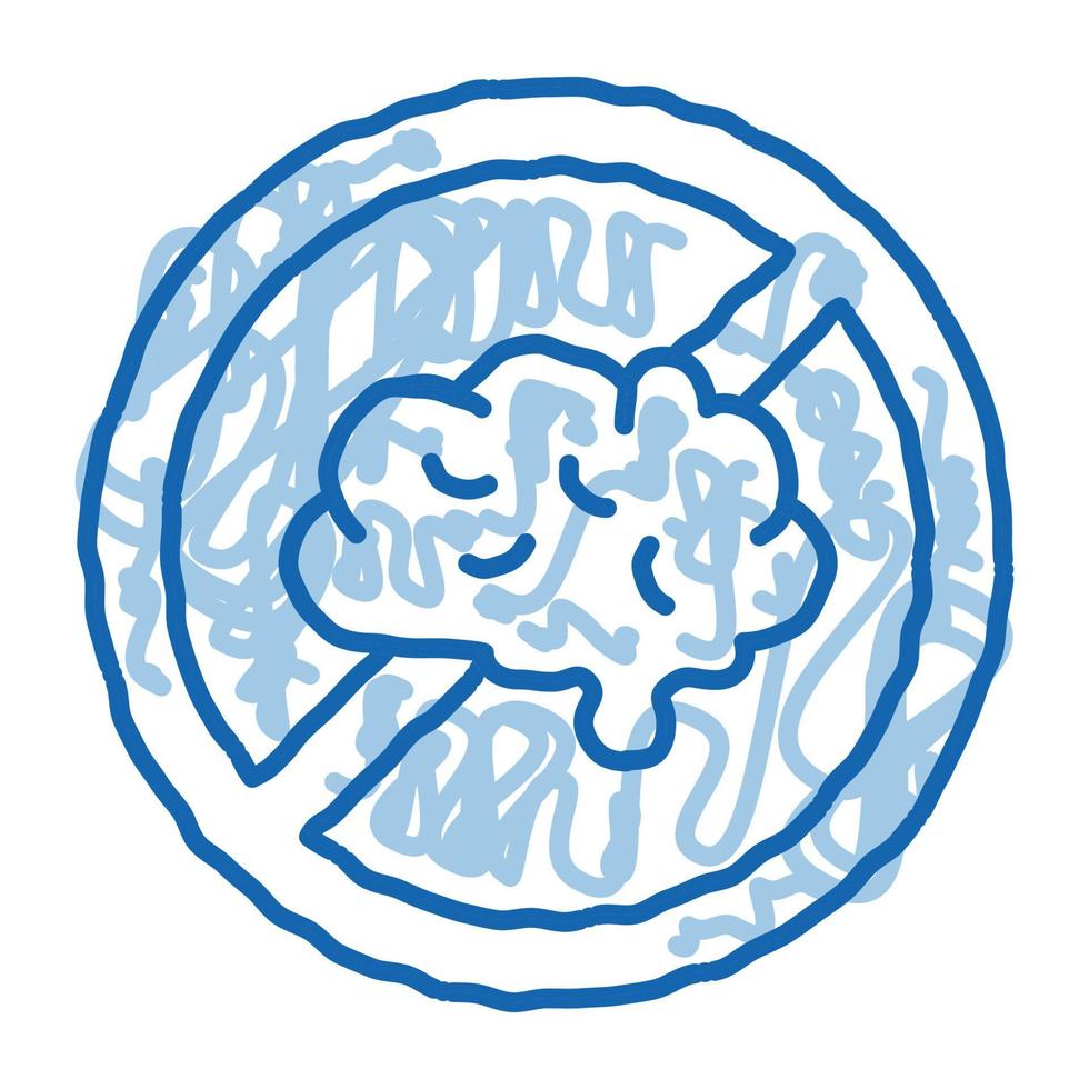 cerebro tachado marca doodle icono dibujado a mano ilustración vector