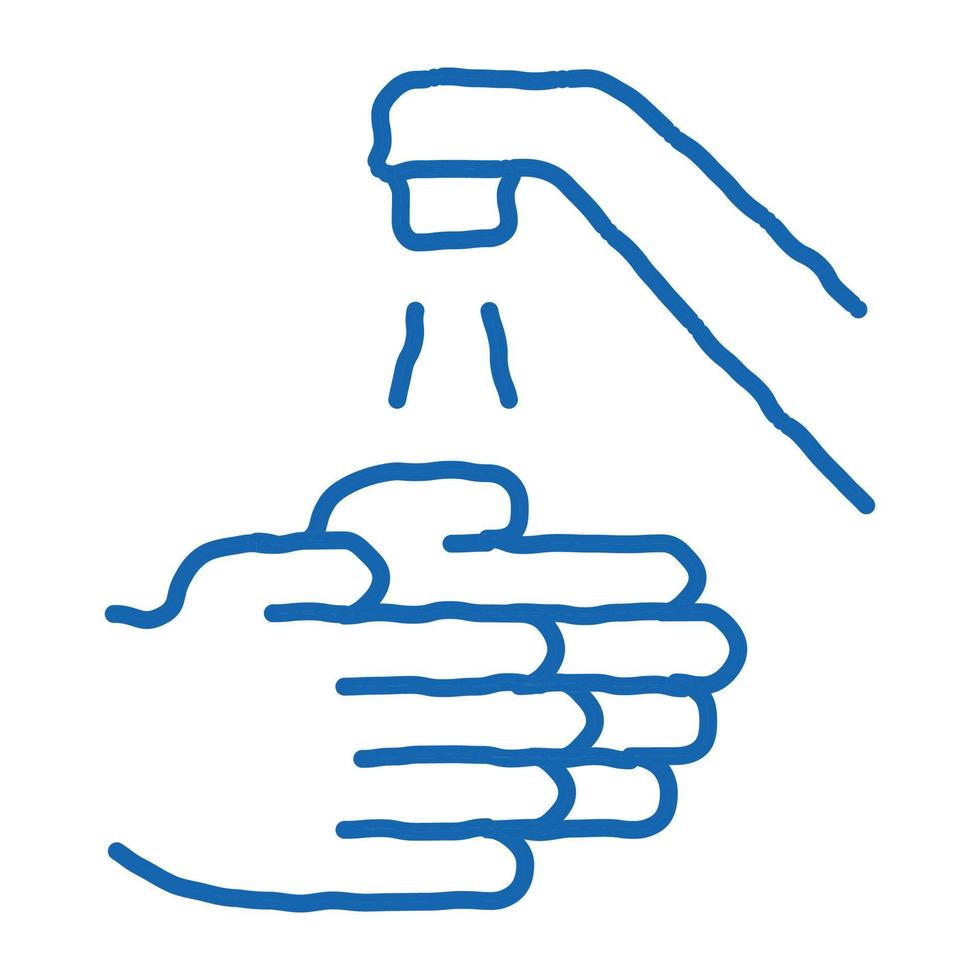 Hands Washing Water Tap doodle icon hand drawn illustration vector