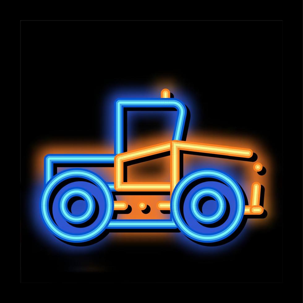 industria tractor vehículo neón resplandor icono ilustración vector
