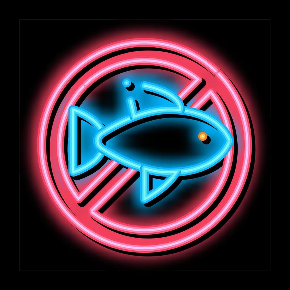 Allergen Free Sign Fish neon glow icon illustration vector