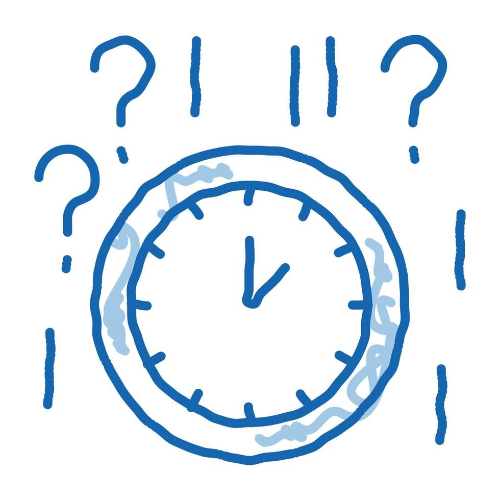 Clock And Question Mark doodle icon hand drawn illustration vector
