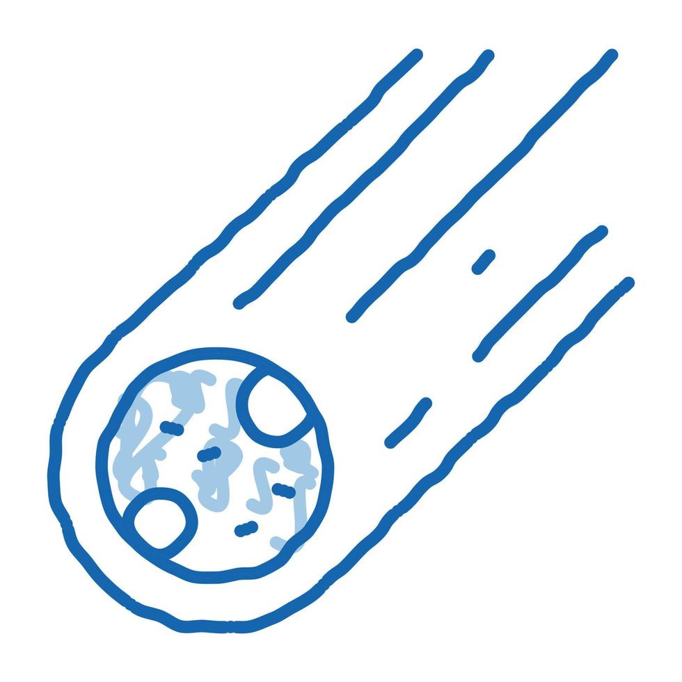 meteorito cayendo esfera doodle icono dibujado a mano ilustración vector