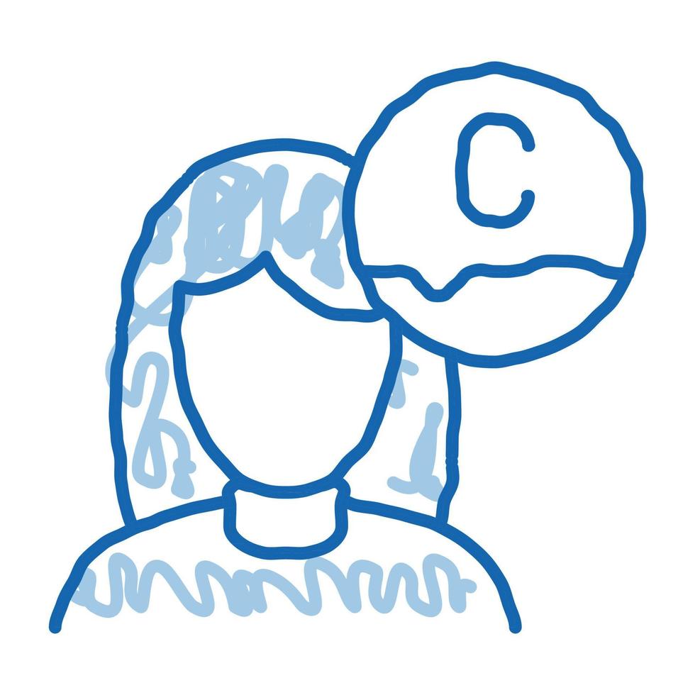 mujer y ácido ascórbico doodle icono dibujado a mano ilustración vector