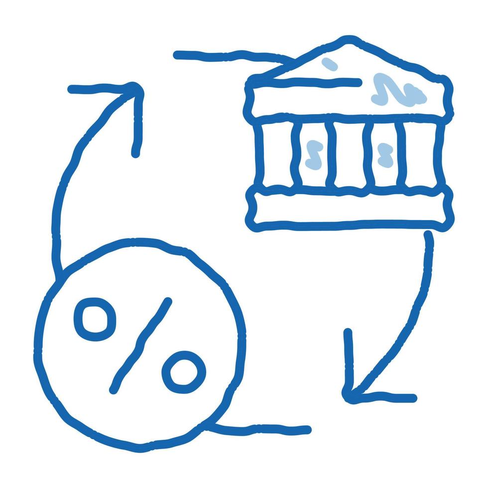 edificio de crédito intercambio doodle icono dibujado a mano ilustración vector