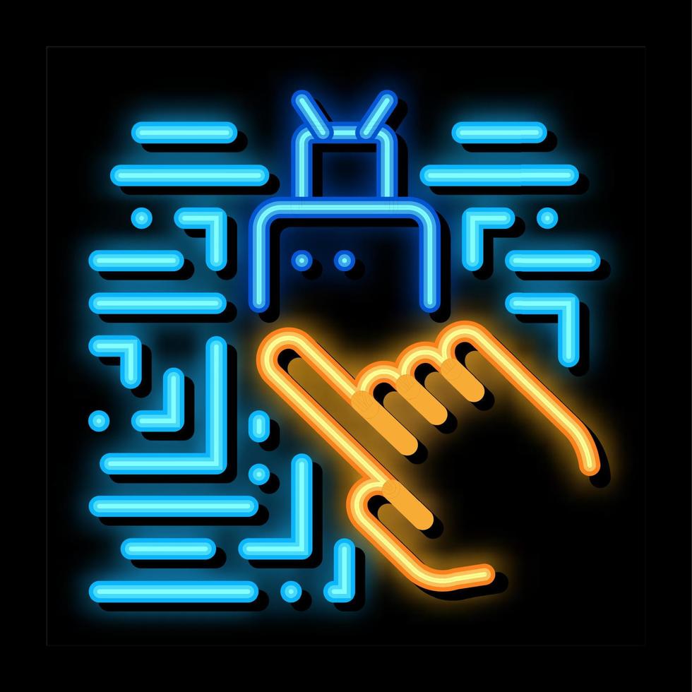 Hand Touch Chip neon glow icon illustration vector