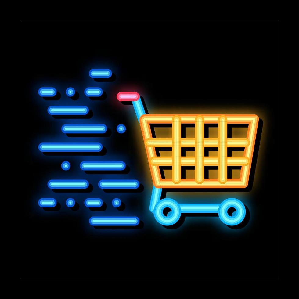 ilustración de icono de brillo de neón de carrito de compras vector