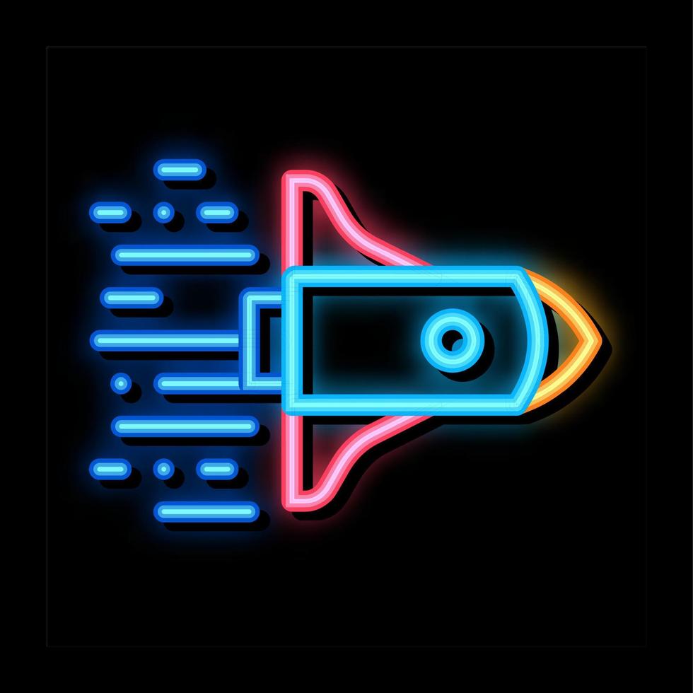 Rocket Fast Fly neon glow icon illustration vector