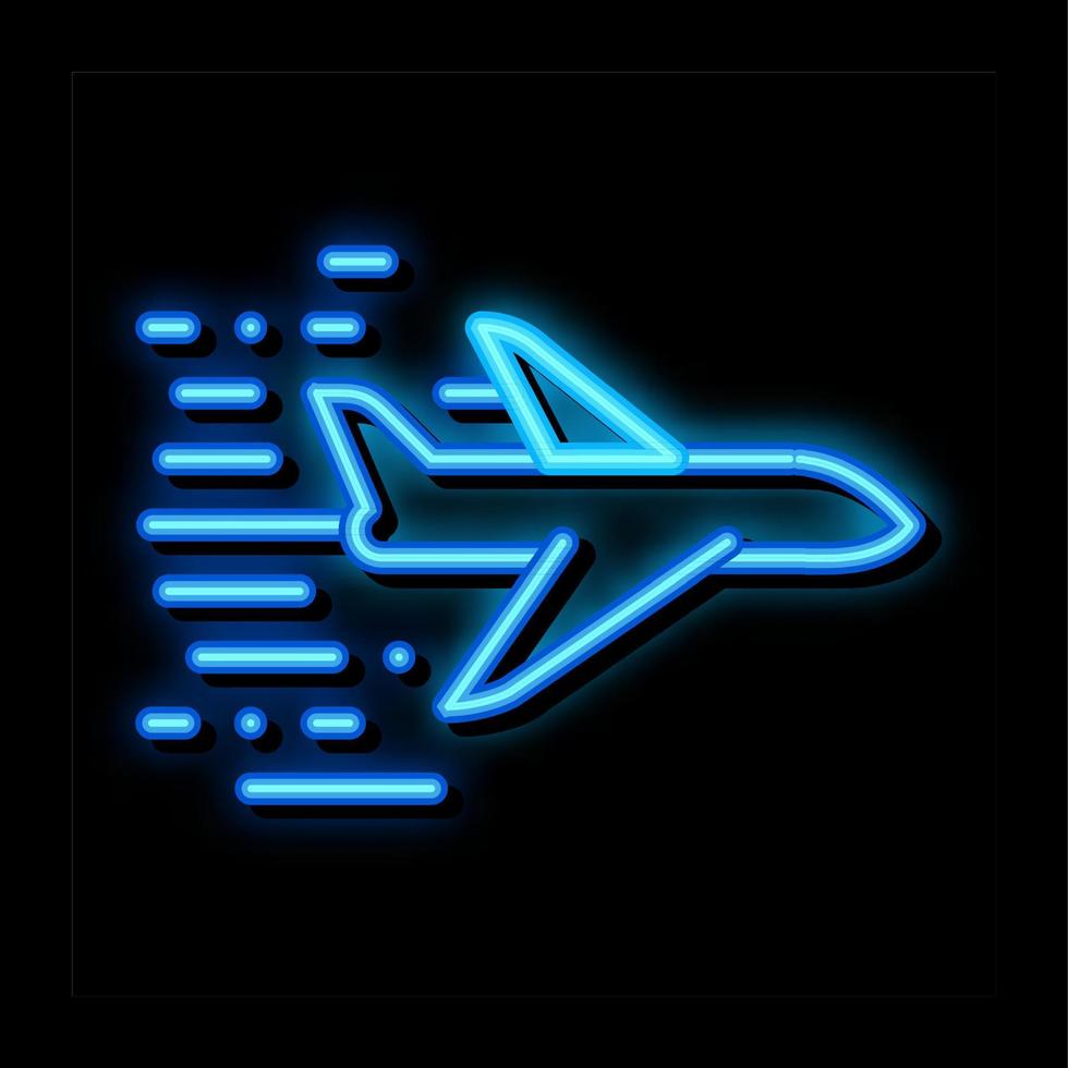 Flying Airplane neon glow icon illustration vector