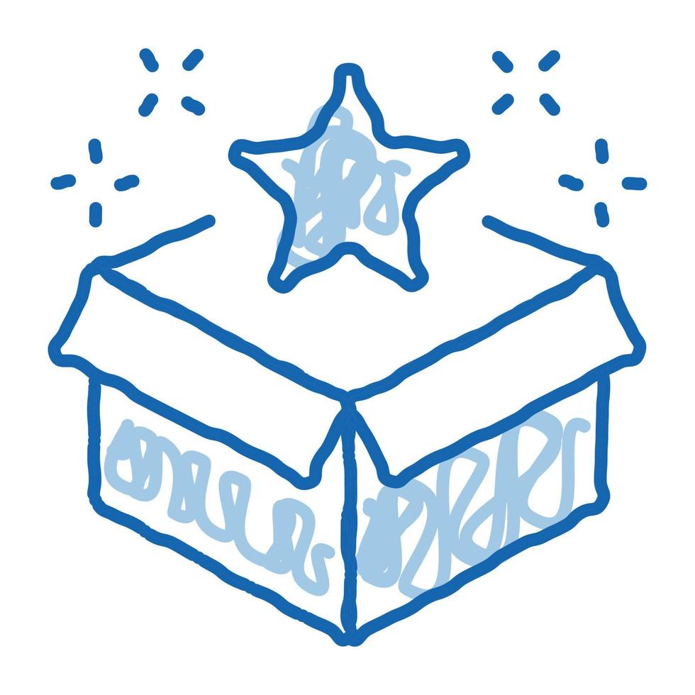 caja de bonificación estrella doodle icono dibujado a mano ilustración vector