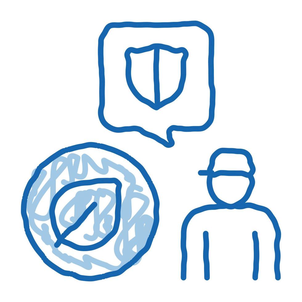 forestry defender protector doodle icon hand drawn illustration vector