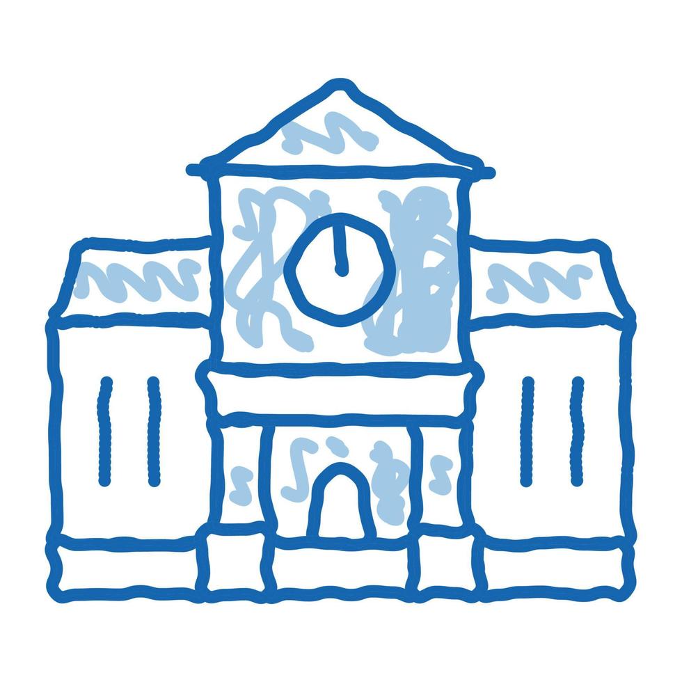 academia estudio edificio doodle icono dibujado a mano ilustración vector