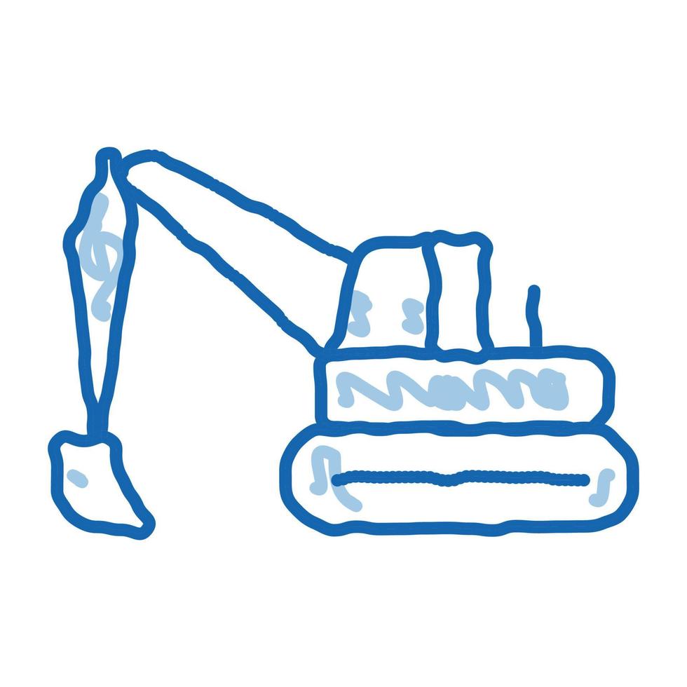 reparación de carreteras excavadora doodle icono dibujado a mano ilustración vector