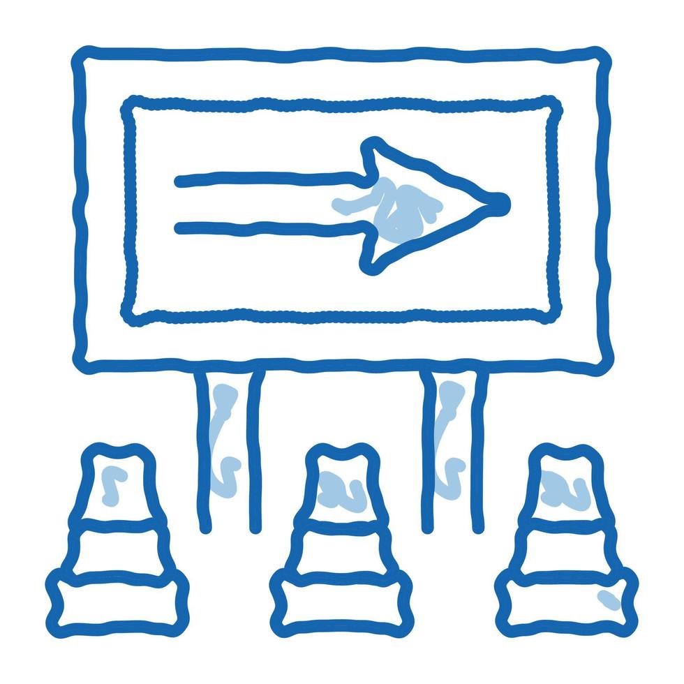 marca de carretera mostrar dirección doodle icono dibujado a mano ilustración vector