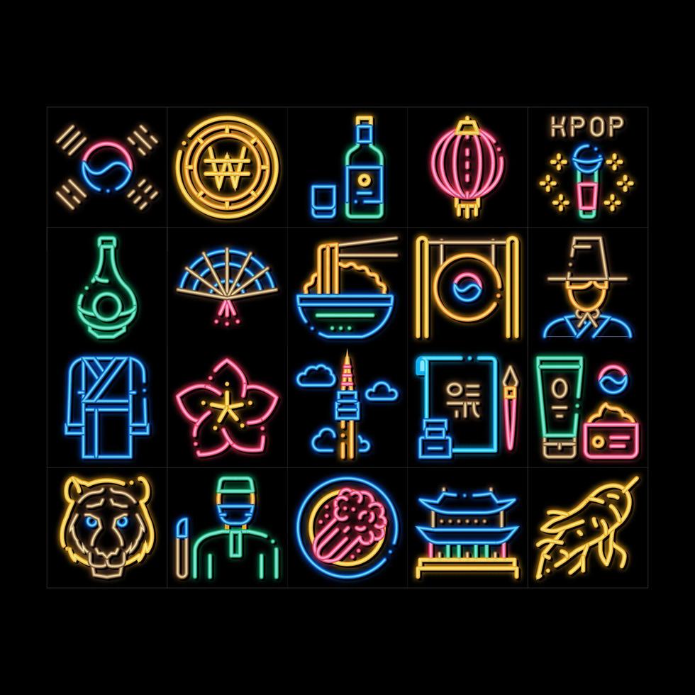 Korea Traditional neon glow icon illustration vector