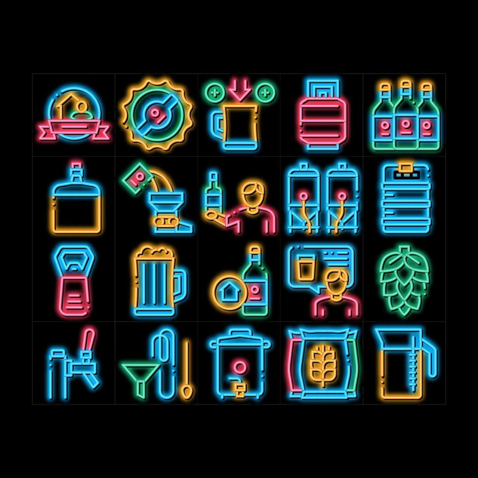 ilustración de icono de resplandor de neón de cerveza de elaboración casera vector