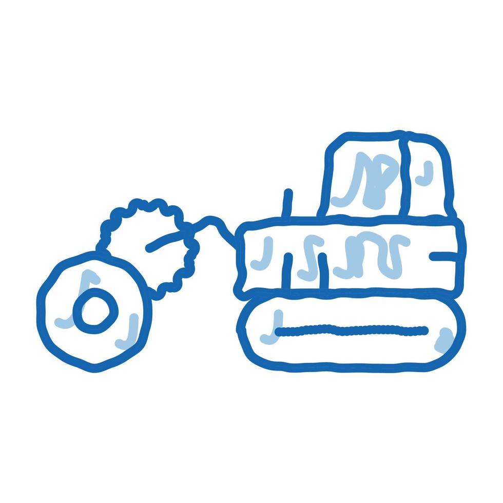 logging tractor doodle icon hand drawn illustration vector