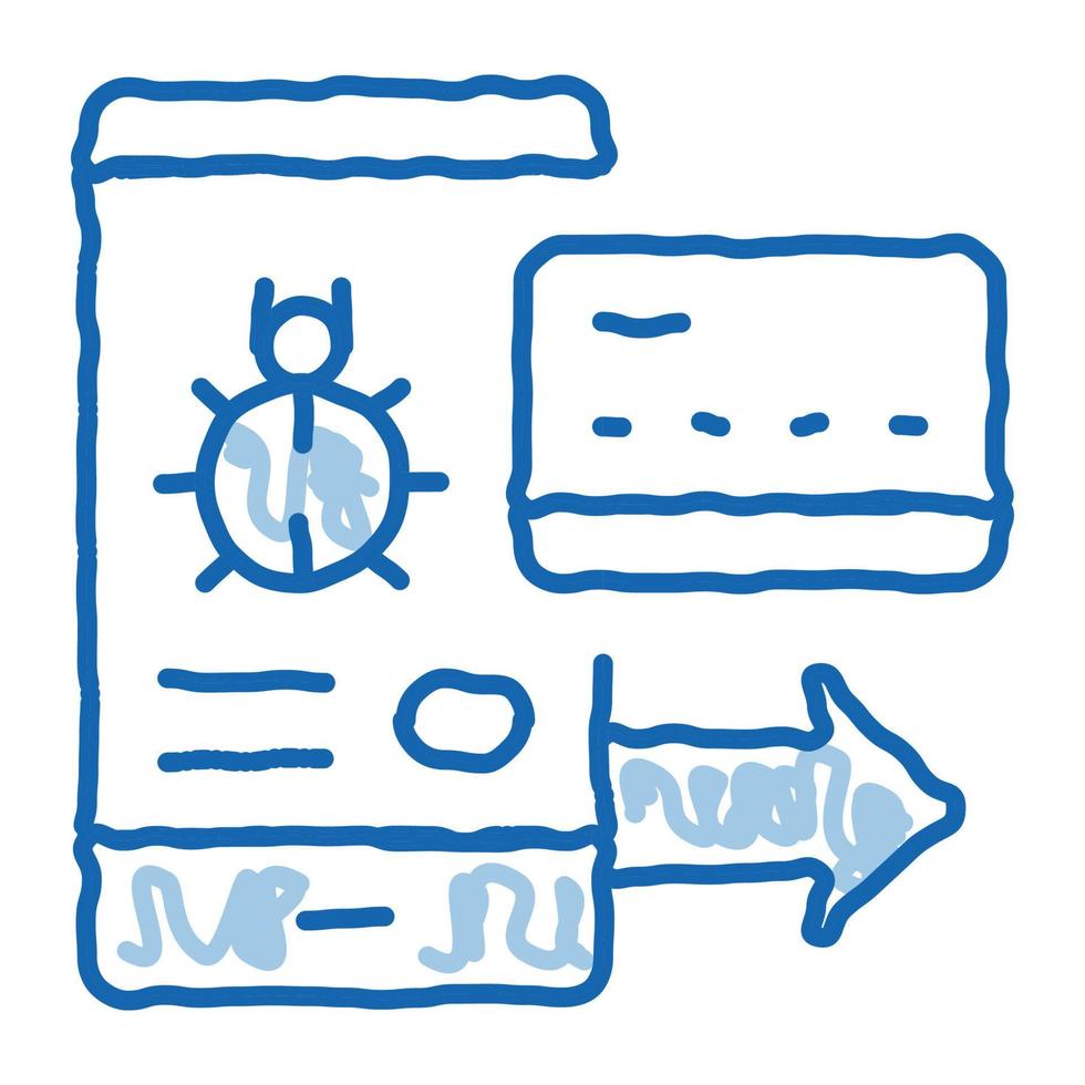Virus on Phone and Credit Card doodle icon hand drawn illustration vector