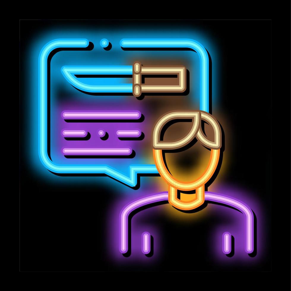 Man Talking Knife neon glow icon illustration vector