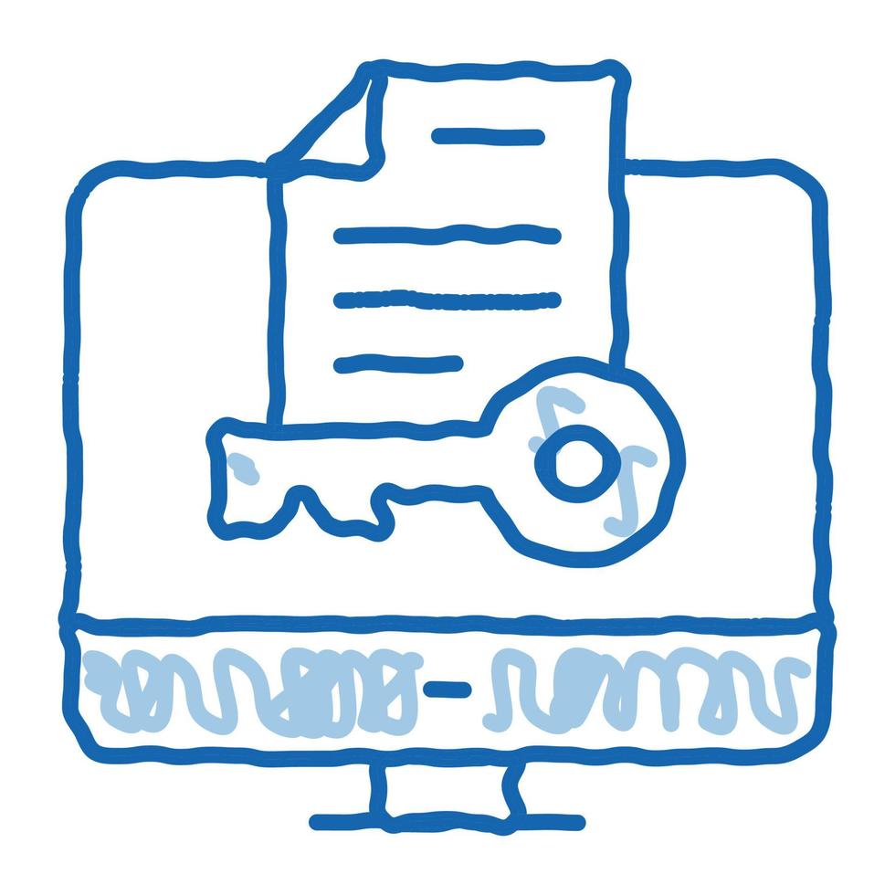 Secret Documents in Computer doodle icon hand drawn illustration vector