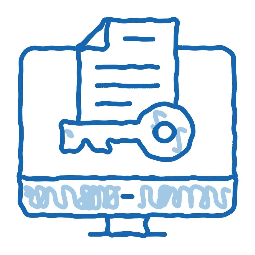 documentos secretos en computadora doodle icono dibujado a mano ilustración vector