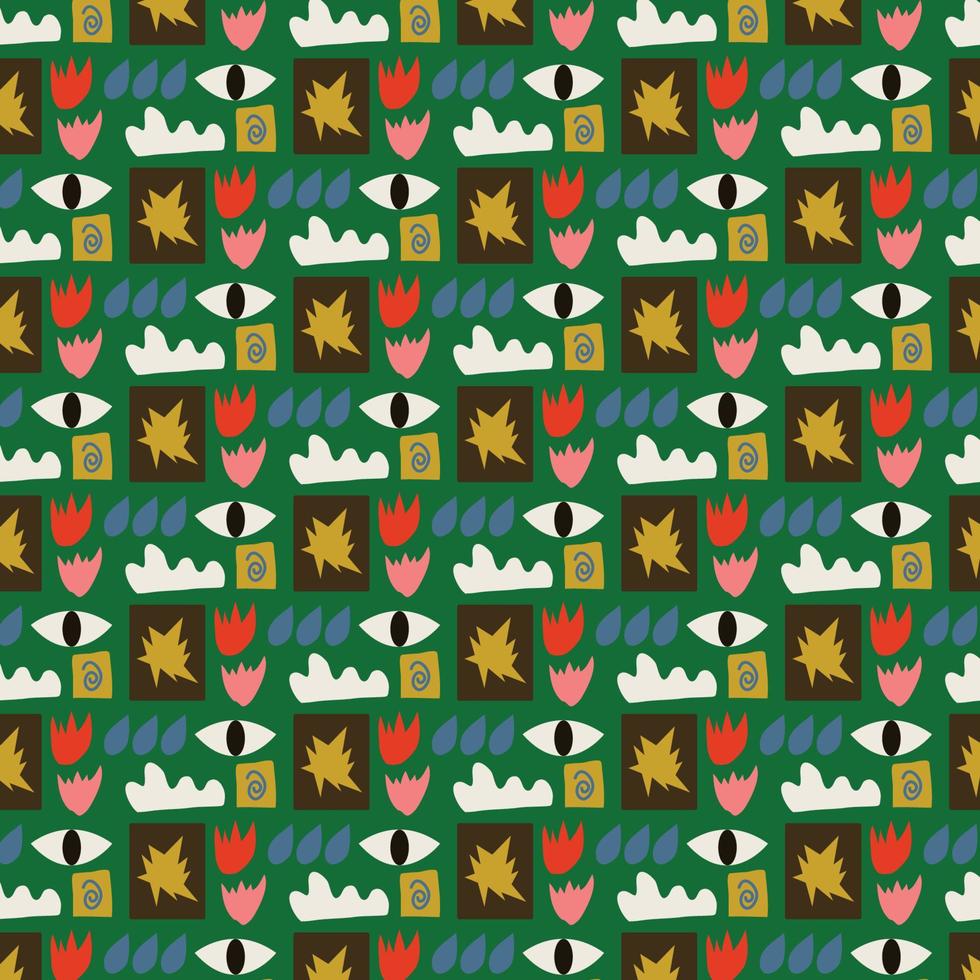 cute handrawn art abstract colorful seamless pattern vector