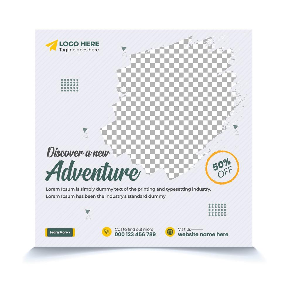 It's time to travel to your dream destinations social media post template editable file vector