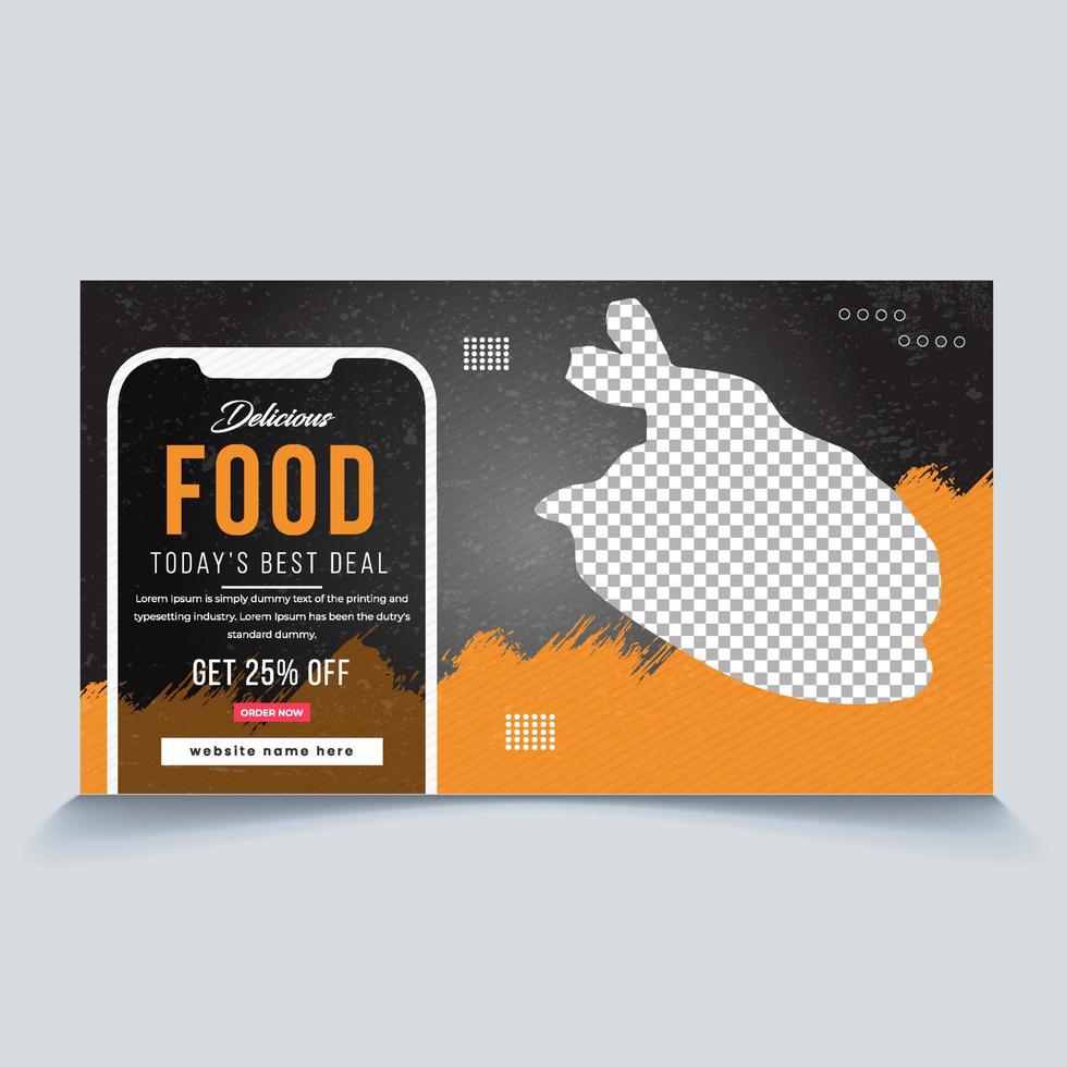 Delicious food today's best deal social media banner, video thumbnail template editable file vector