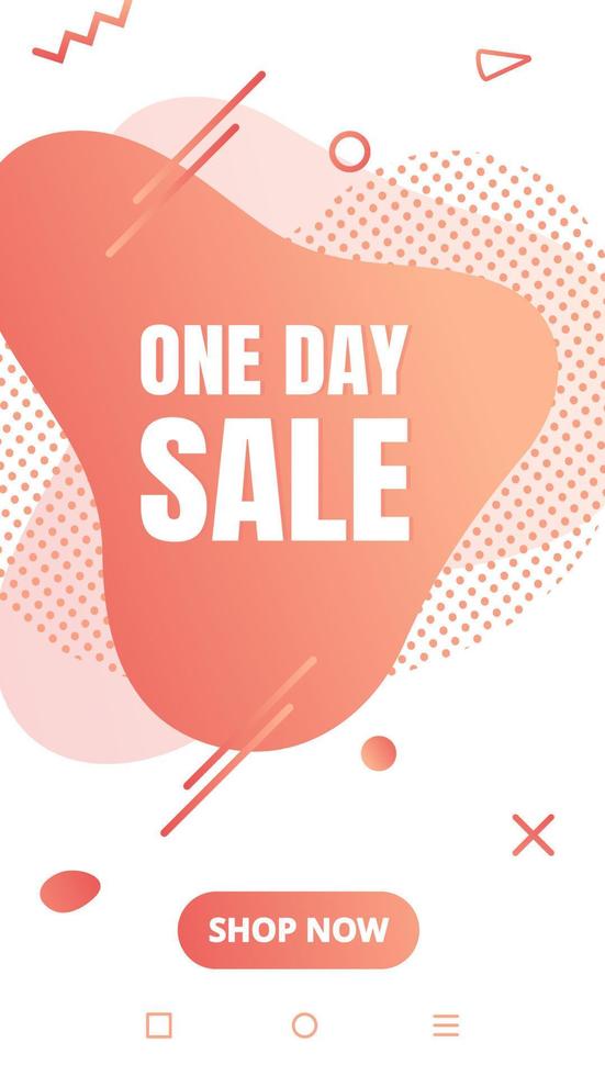 Modern liquid abstract special offer price sign ONE DAY SALE text gradient flat style design fluid vector colorful vector illustration banner simple shape advertising big sale or clearance symbol