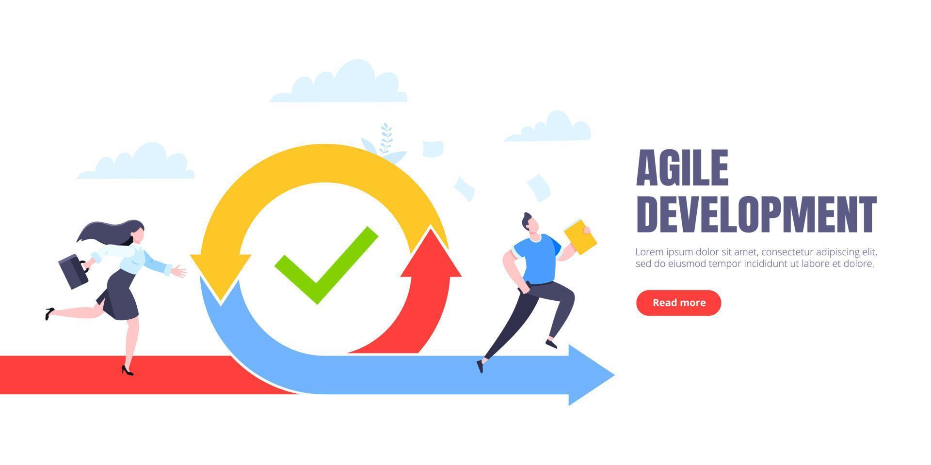 Agile development methodology business concept flat style design vector illustration isolated on white background.