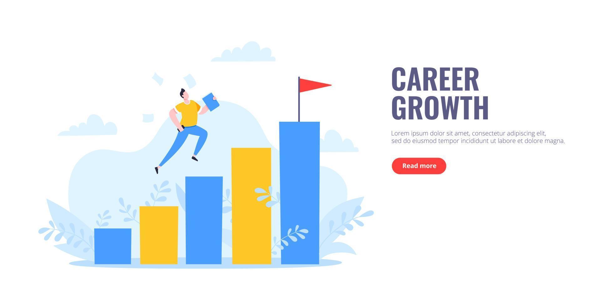 Career ladder climbing and goal achievement business concept flat style design vector illustration.