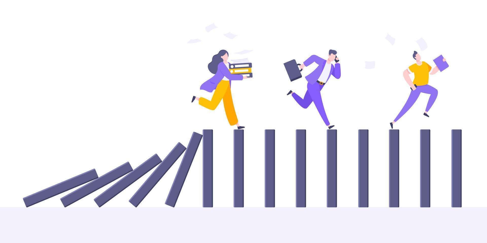 Domino effect or business cowardice metaphor vector illustration concept.