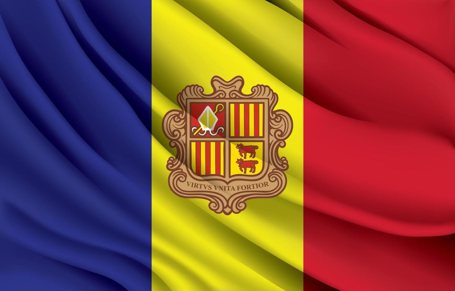 andorra bandera nacional ondeando ilustración vectorial realista vector