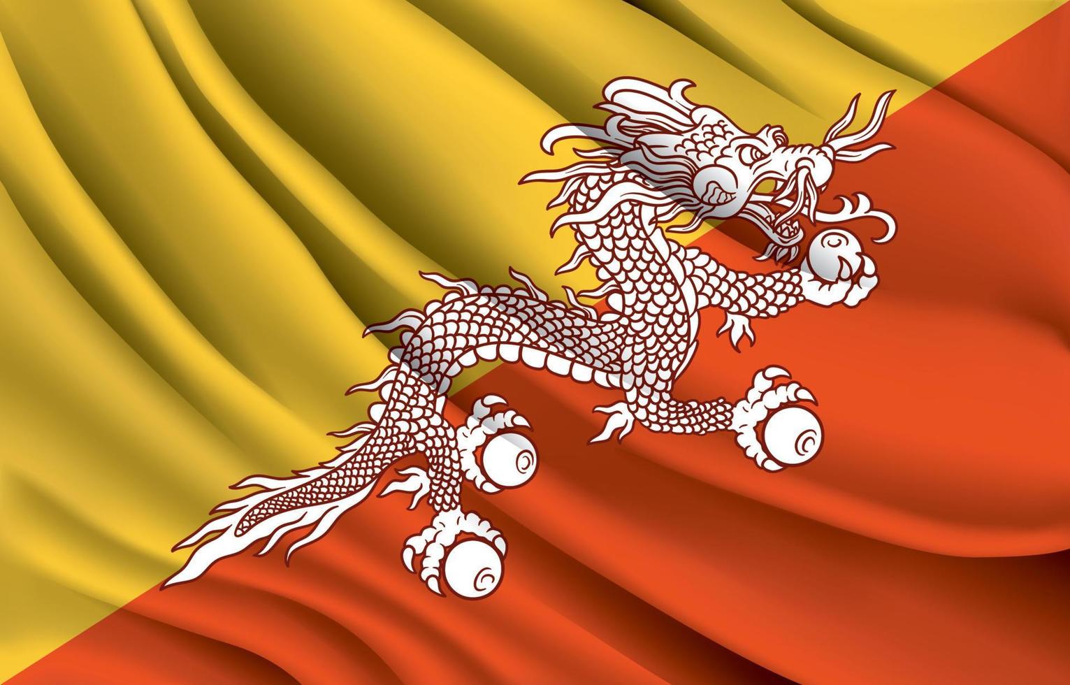 bandera nacional de bhután ondeando ilustración vectorial realista vector