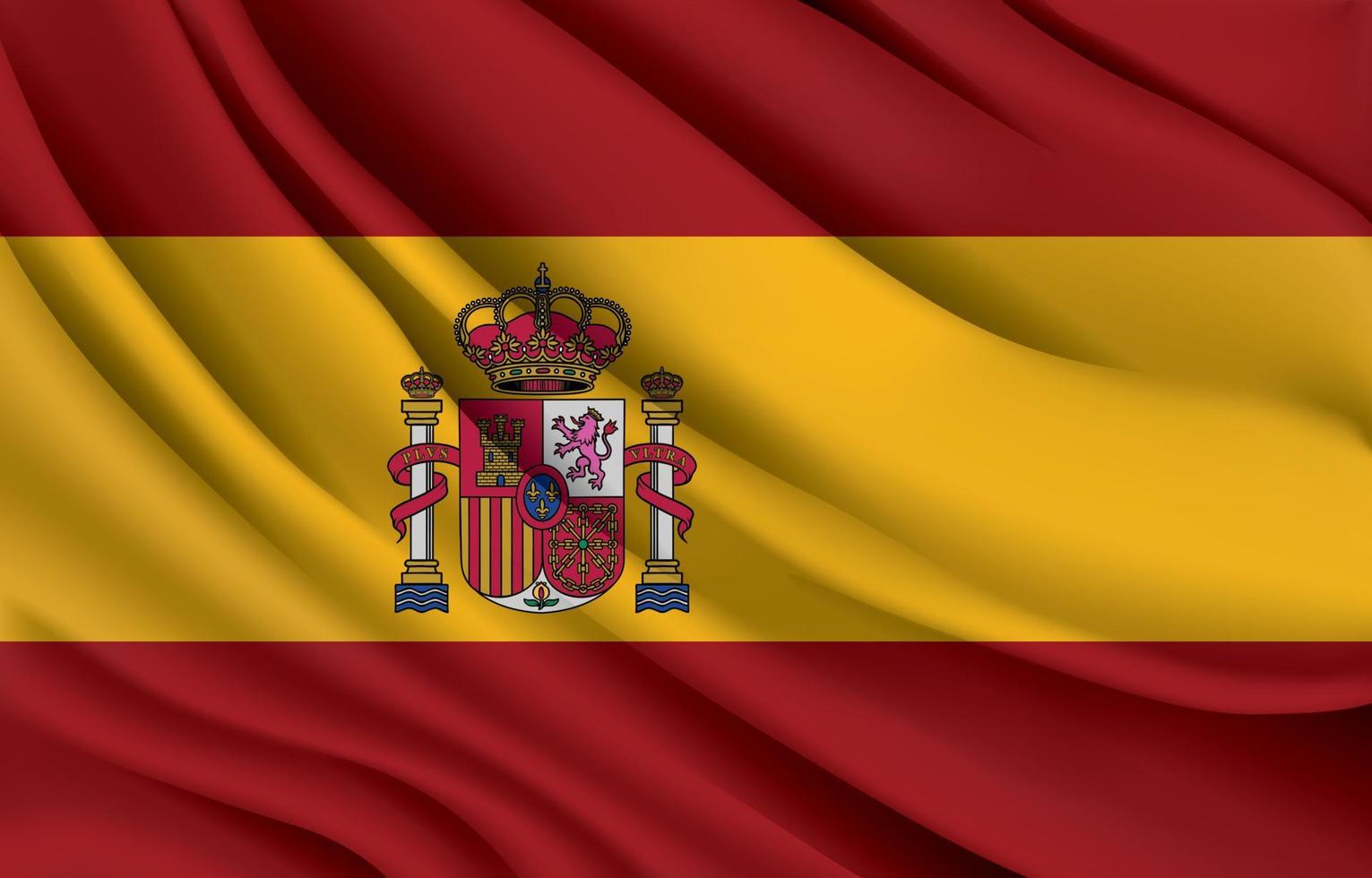 bandera nacional de españa ondeando ilustración vectorial realista vector